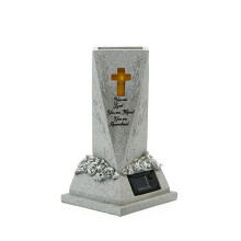 Solar Memorial Cross Cemetery Vase, Weather-Resistant & UV-Resistant for Flowers – Compatible with Human/Pet Grave Monuments, 7.09x7.09x9.25in