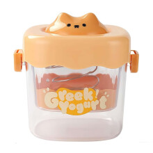 Greek Yogurt Maker with Lid – 15.87oz Ultra-Fine Mesh Strainer for Thick Yogurt & Coconut Milk, Compact Fridge-Friendly (Clear Yellow)