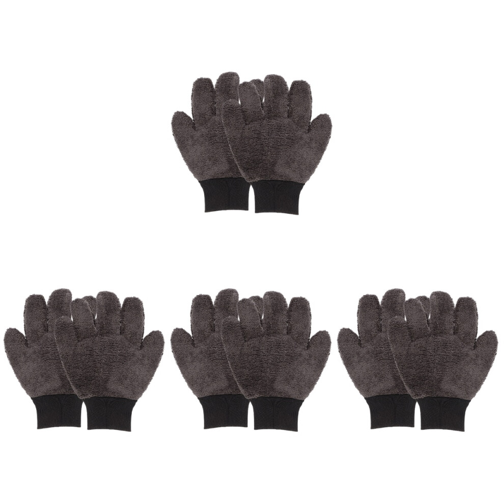 4Pairs Soft Fleece Dusting Gloves Scratch-Free Car Cleaning Coral/Grey 3712458661494