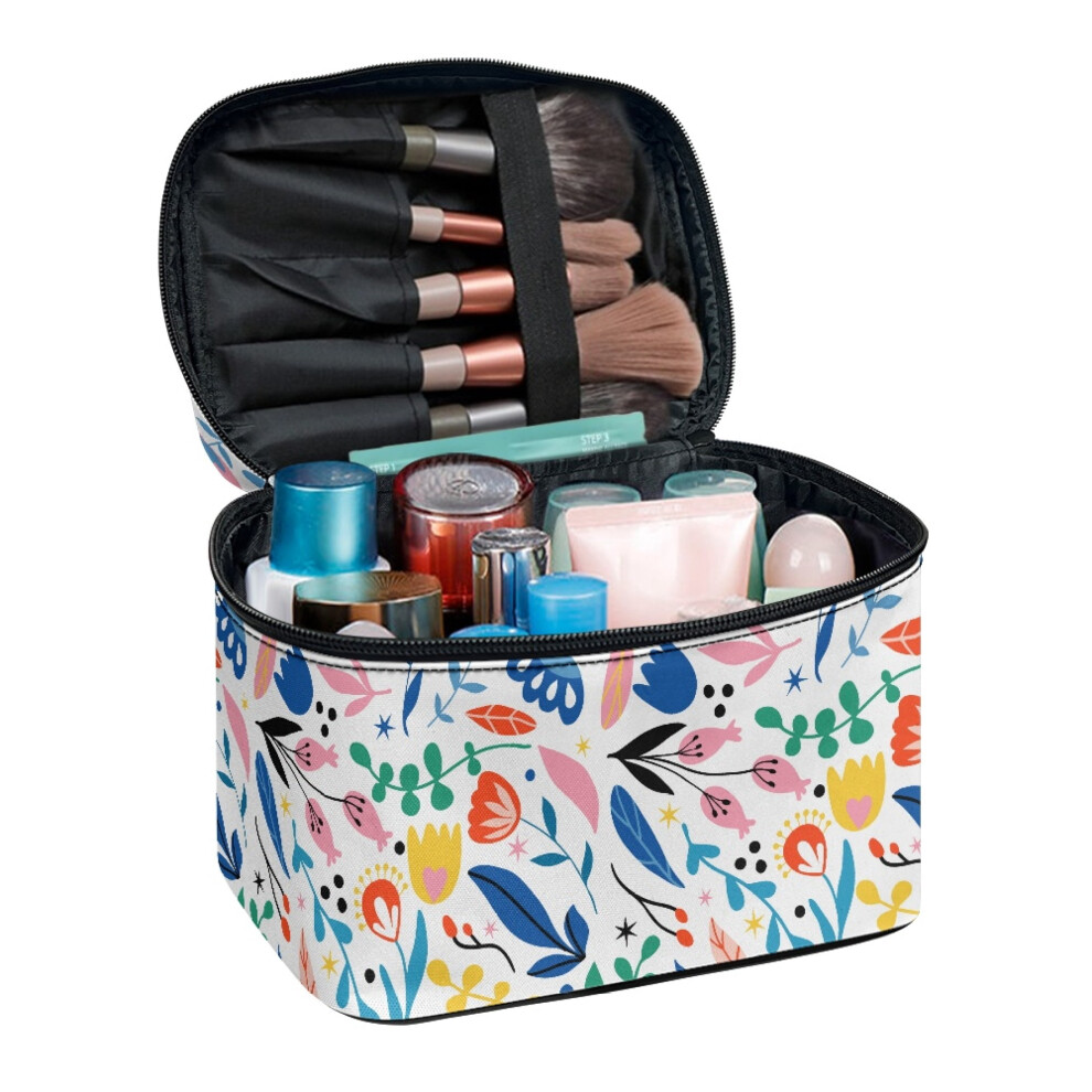 Cosmetic Organizer with Brush Slots Double Zipper Travel