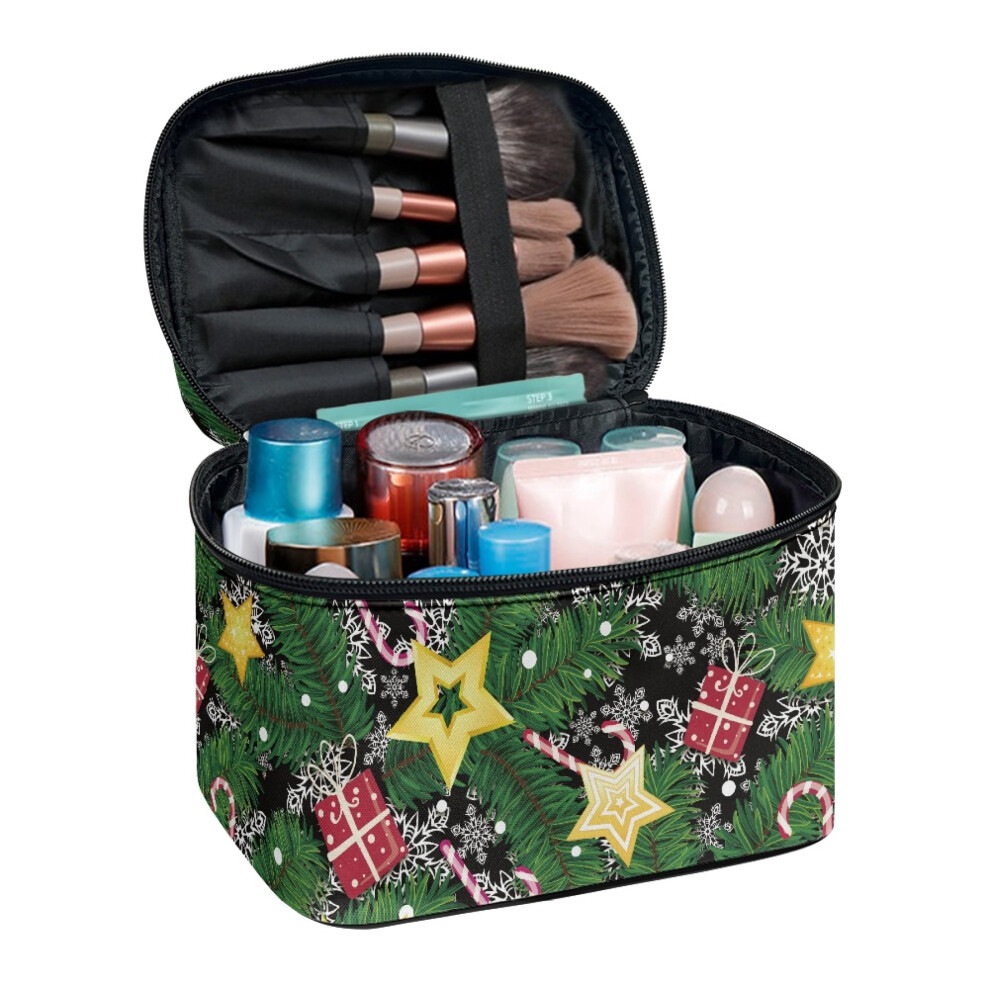 (8.86"x6.5"x5.9") Christmas Elements Cosmetic Makeup Bag Travel Make Up Organizer Make Up Organizer Bag Handy