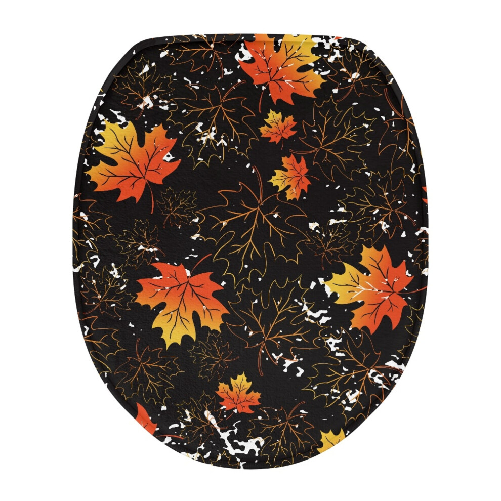 Autumn Thanksgiving Toilet Lid Cover With Maple Leaves, Soft & Easy To Install, Fits Various Sizes, Compatible With Standard Toilets 9193271879022