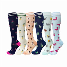 Compression Socks for Women Circulation Knee High 6 Pairs for Nurses, Running, Travel, Athletic，Christmas Day Gifts，S/M Style 24