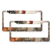 It's Just Chicken Time License Plate Frames (2 PCS), Compatible with US Standard Plates, Aluminum Metal Tag Frames for Men/Women