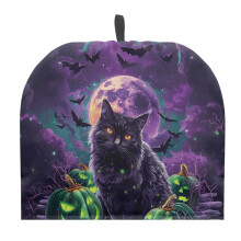 Spooky Black Cat Tea Kettle Cover with Hanging Loop – Thick, Fade-Resistant Teapot Cosy, Halloween Decor, Compatible with Standard Kettles
