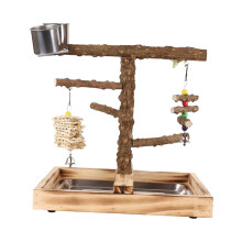 Birds Wood Perches Wooden Bird Toys Playground Bird Cage Accessories with Removable Tray for Parakeets Lovebird Canaries Macaw