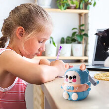 Hand Cranked Pencil Sharpener with Auto Feed, Adjustable Thickness, Carbon Alloy Blade, Large Shavings Box & Non-Slip Base – Compatible with