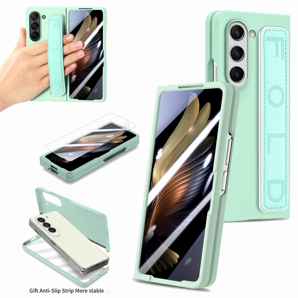 Compatible With Samsung Galaxy Z Fold 5 Case With Non-Slip Silicone Touch, Slim Shockproof Pc Cover + Elastic Wristband Â Mint 9193271880004