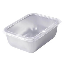 Firkantet ferskhetsboks i rustfritt stål med lokk, 13,5 x 10,5 x 6,2 cm, matgodkjent, gjenbrukbar for baking, grilling, marinering og oppbevaring