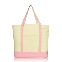 Einkaufstasche mit Reißverschluss aus 12-Unzen-Baumwoll-Canvas, Pink