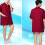Red Hair Dye Clothes Short Sleeve with Pocket 4
