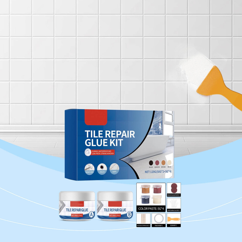 Tile Repair Kit, Bathtub And Countertop Fix Glue Set For Scratches Cracks Holes, Porcelain Fiberglass Acrylic Surface Restoration Solution 9450273097121