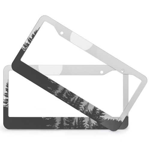 Abstract Moon License Plate Cover Set Metal 2 pcs 1