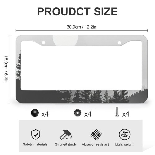 Abstract Moon License Plate Cover Set Metal 2 pcs 2