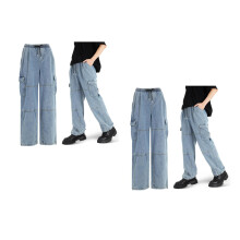 2Pièces Jeans Coupe Droite Large Coton