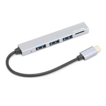 USB C Hub4Ports Aluminum Alloy Compact Design High Speed Transmission Stable And Secure Plug And Play Easy Connectivity For Laptops Tablets Gaming