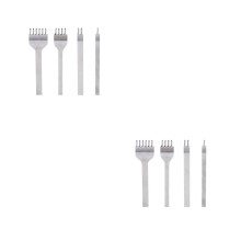 2Pièces Kit Perforation Cuir 4 Embouts Acier Haute Dureté Argenté