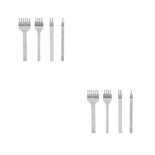 2Pièces Kit Perforation Cuir 4 Embouts Acier Haute Dureté Argenté