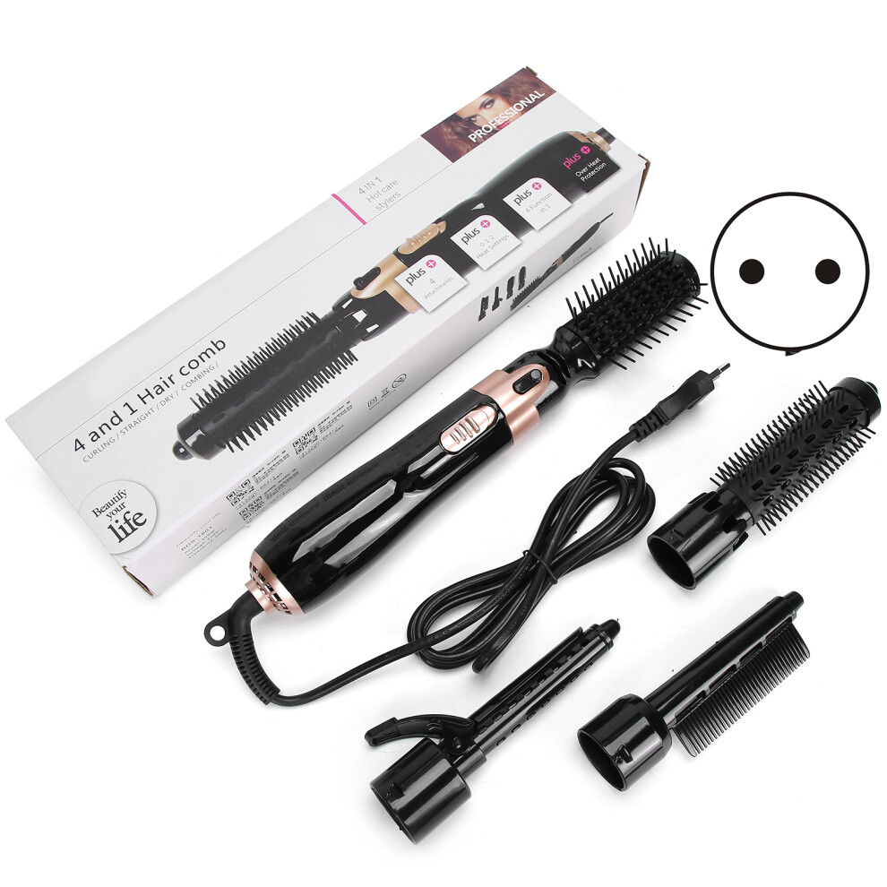 Rotating Blow Dryer Brush With Two Brush Attachments For Tangle Free Bristles And Safe Flexible Operation, Ergonomic Handle Comfort For Salon Style
