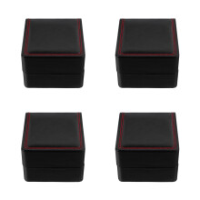 4Pcs Mens Watch Box Black PU Single Grid Watch Organizer