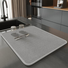 Tapis d'égouttage de comptoir de cuisine antidérapant et absorbant, imperméable, protège-évier, tapis égouttoir pour vaisselle, ustensiles et