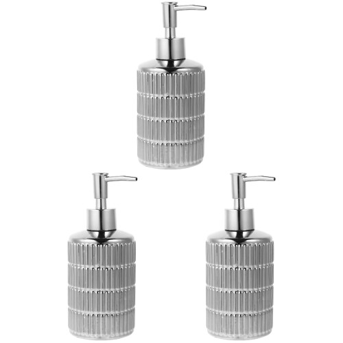 3Stk Silberfarbene Lotion Flasche Keramik Pumpspender Für Bad 2