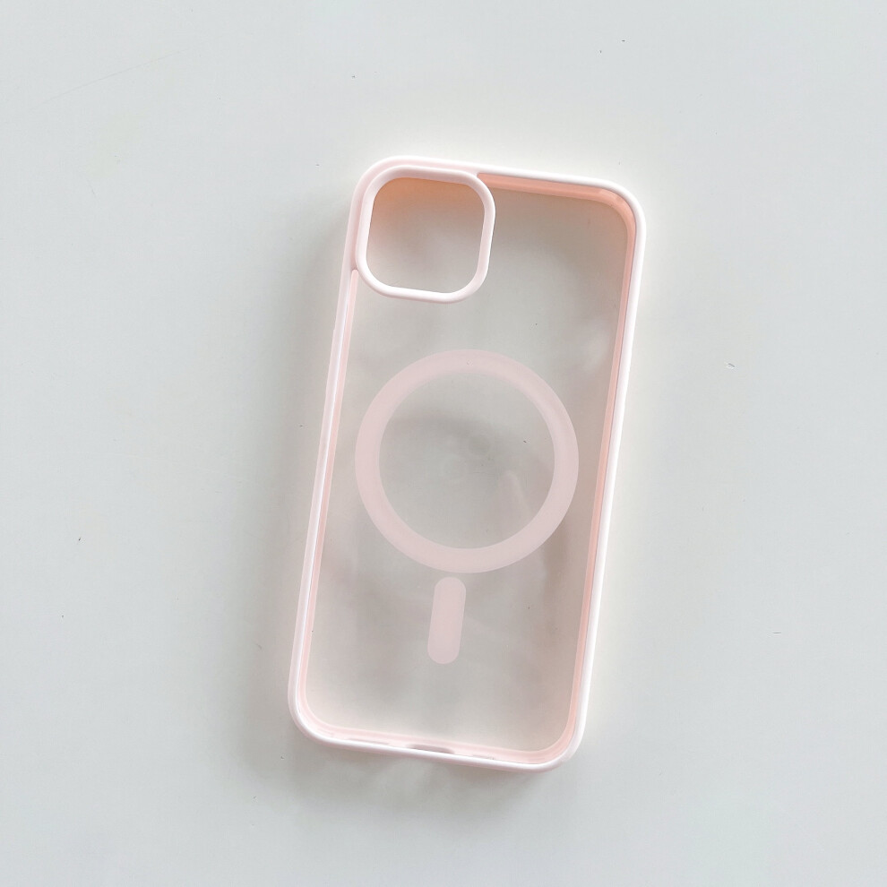 Magnetic Iphone 12 Mini Case Â Magsafe Compatible, Wireless Charging, Anti-Scratch, Shockproof, Clear, Four-Corner Cushion, Pink 9313598257093