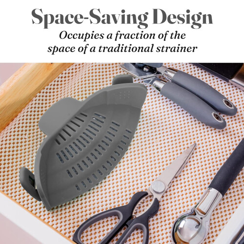 Σουρωτήρι ζυμαρικών σιλικόνης KitchenGizmo με κλιπ για κατσαρόλες και τηγάνια – 1