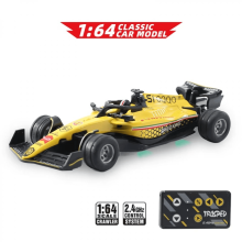 Ferngesteuertes Auto 1:64 Formel-RC-Rennwagen mit Lichtern, Rennwagen aus Aluminiumlegierung für Erwachsene und Kinder – Gelb