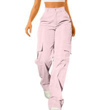 Women's Cargo Pants Wide Leg Parachute Fabric 6 Pockets