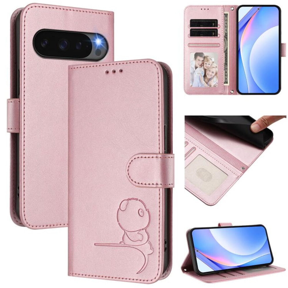 Panda Embossed Leather Phone Case For Google Pixel 9 Pink 971050366951