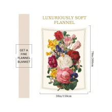 Large 60"x80" Floral Blanket Beige Multicolor Tulip Rose Peony Print All-Season Soft Warm Bedspread Throw for Bed Couch Travel Camping