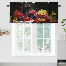 Vörösboros üveg és szőlőfüggöny, 137x45 cm, rúdzsebbel, kompatibilis a standard rudakkal