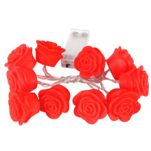 Cordão de luzes LED em formato de rosa, decorativo, com 10 LEDs e alimentado por bateria, para uma iluminação encantadora e noites lindas.