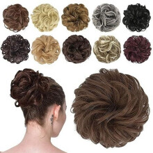 Messy Bun Hair Piece - Elastic Wavy Curly Hair Bun Scrunchies Extensions Synthetic Chignon Hairpieces for Women Girls 1 Pack