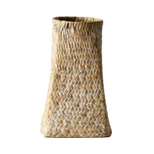 Cesta de ratán tejida a mano con algas marinas, jarrón decorativo para flores secas naturales, ideal para uso en interiores y exteriores.