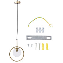 Adjustable Hanging Lamp Frosted Glass Globe Shade Dimmable Pendant Light Fixture Brushed Brass Ceiling Light Mid Century Modern Pendant Light For