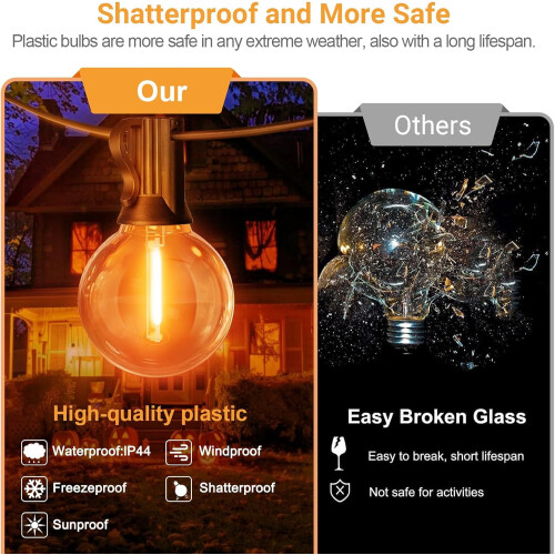 Φωτιστικά εξωτερικού χώρου για Halloween Globe, 26FT, 12+1 ανθεκτικές λάμπες Edison (1 2