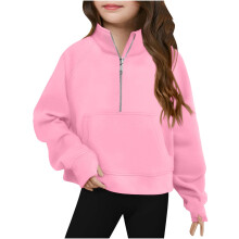 Girls Half Zip Sweatshirt Fleece Quarter Zip Pullover Sweatshirts Fall Clothes for Teen Girls Thumb Hole