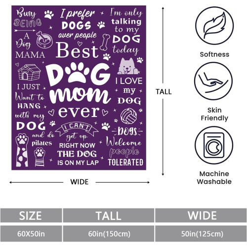 Κουβέρτα Mosslink Dog Mom – 60x80in, μαλακή θήκη για λάτρεις των σκύλων, δώρο 1