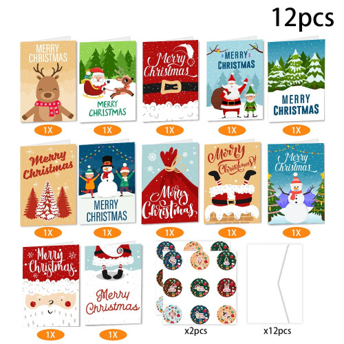 Christmas Cards with Envelopes and Stickers 12-Pack 1