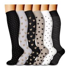Compression Socks for Women Circulation Knee High 6 Pairs for Nurses, Running, Travel, Athletic，Christmas Day Gifts，S/M Style 11