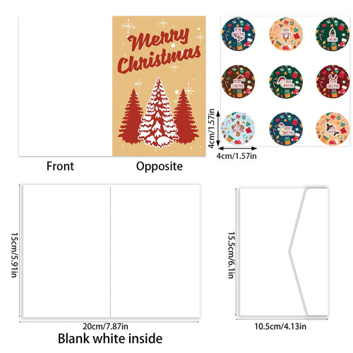 Christmas Cards with Envelopes and Stickers 12-Pack 2