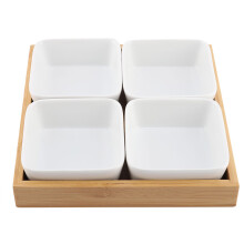 Reinforced Ceramic Appetizer Dishes Multifunctional Use Healthy Non Toxic Condiment Cups Four Grids Dried Fruit Tray Durable Porcelain Sauce Bowls