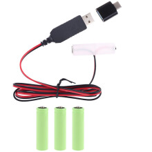 AA Battery Eliminator Cable with Type-C Converter USB or Type-C Input 5V2A AA Dummy-Battery Output 1.5V/3V/4.5V/6V