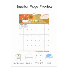 2026 Wall Calendar, 12-Month, 15"x12", Twin-Wire, Julian Dates, Holiday Reminders, Hanging Loop, Thick Paper