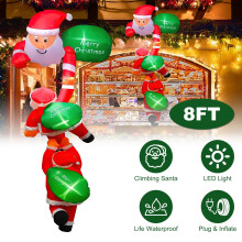 Adornos navideños inflables de Papá Noel de 2,4 metros con luz para fiestas, jardines y patios.