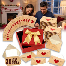 DIY Love Notes Box – 30pcs Mini Blank Cards & Envelopes + Heart Stickers, Cute Valentine's/Anniversary Gift for Partner (Compatible with DIY