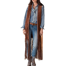 Women Fringe Vest Faux Suedes Tassels 70s Hippie Clothes Open-Front Cardigan Sleeveless Vest Female Waistcoat Outwear