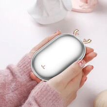 Calentador de manos recargable con diseño de alce y batería externa de 2400 mAh, calentador USB de 3 temperaturas para invierno – Compatible con